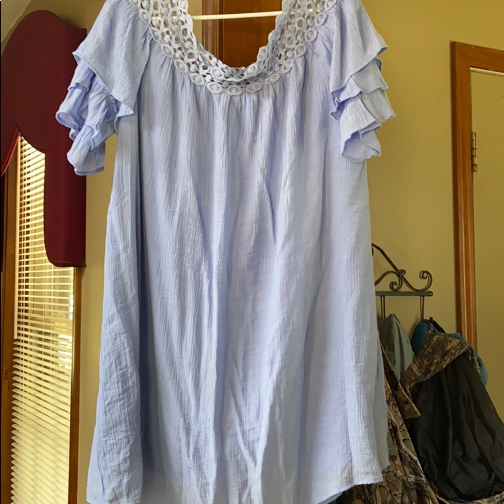 Blue Off the Shoulder Dress